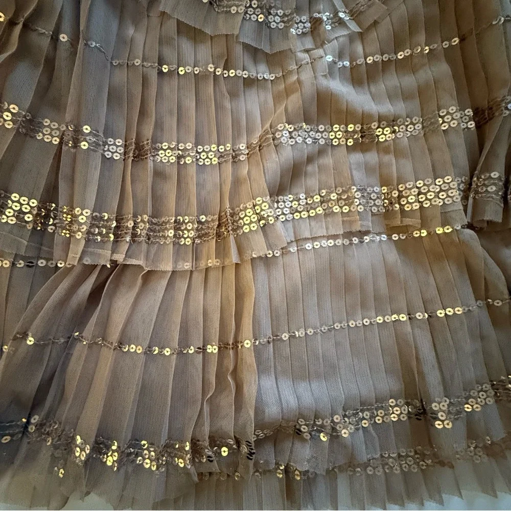 J.Crew Gold Sequined Short Layered Tulle Dress Size XS Party, Cocktail, Holiday - Picture 3 of 6